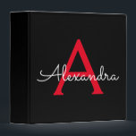 Red Black Girly Script Monogram Name Modern Binder<br><div class="desc">Red and Black simple  Script Monogram Name Binder. This makes the perfect sweet 16 birthday,  wedding,  bridal shower,  anniversary,  baby shower or bachelorette party gift for someone that loves glam luxury and chic styles.</div>