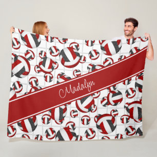 red black girly team colours volleyballs net accen fleece blanket