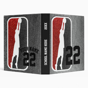 Red & Black Glitter Basketball Team Sports Colours Binder