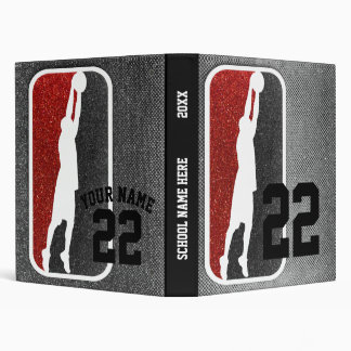 Red & Black Glitter Basketball Team Sports Colours Binder