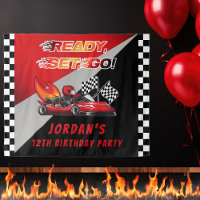 Red | Black Go Kart Racing Birthday Party Backdrop
