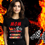 Red | Black Go Kart Racing Birthday Tri-Blend Shirt<br><div class="desc">Race on over to celebrate a go kart racing-themed birthday. This birthday party design features a red and black go kart with a red helmeted drive and flames shooting out the back of the go kart. The words "Ready, Set, Go!" are also done in a flame-toned gradient. A pair of...</div>