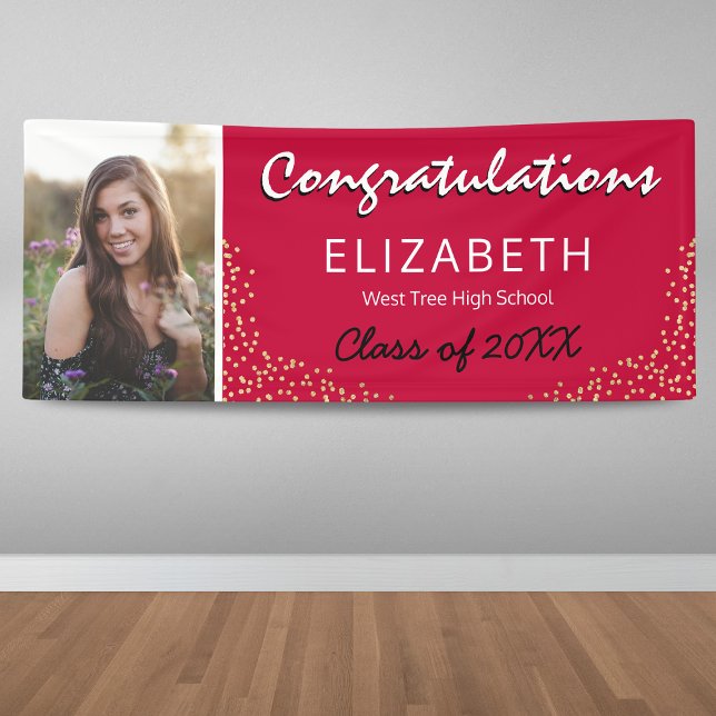 Red Black Gold 2025 Graduation Photo Banner (Creator Uploaded)