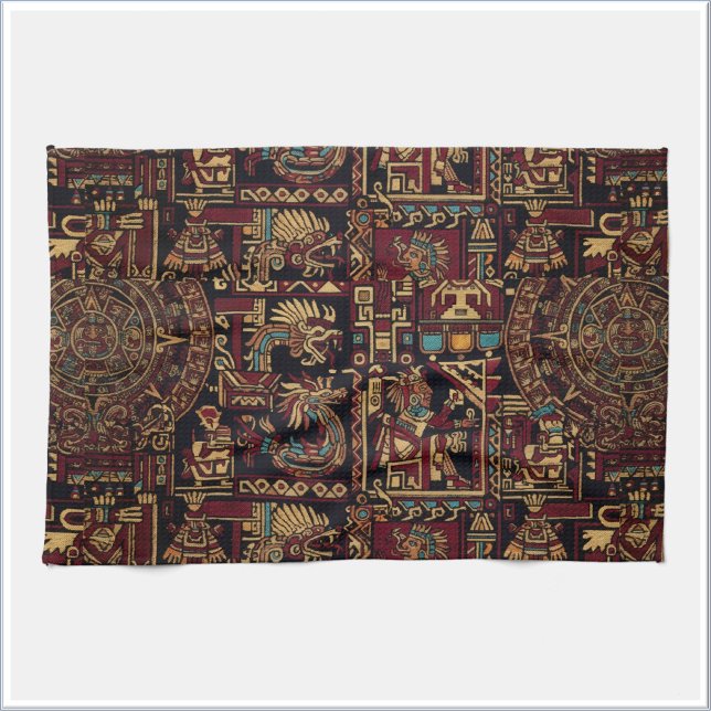 Red Black & Gold Aztec Inspired Design Kitchen Towel (Creator Uploaded)