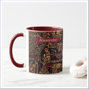 Red Black & Gold Aztec Inspired Design Mug