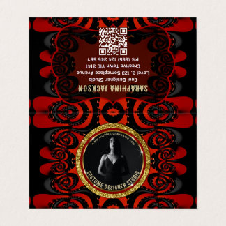 Red Black + Gold Funky Gothic Creative Business Card