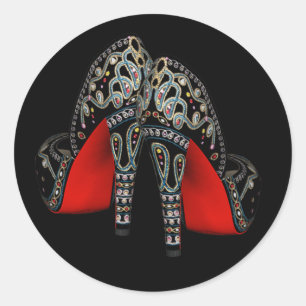 Red Black Gold High Heel Shoe Stickers