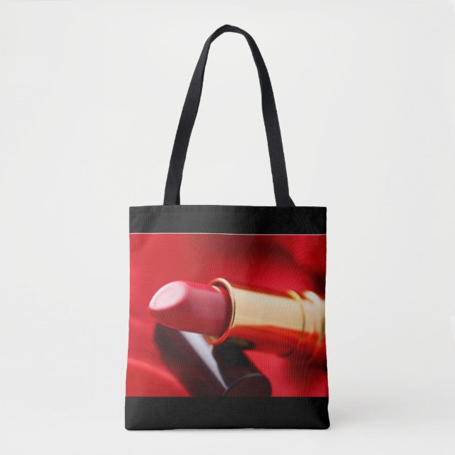Red Black Gold Lipstick Tote Bag (Front)