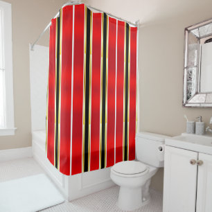 Red, Black & Gold Stripes Shower Curtain