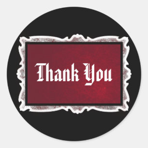 Red & Black Goth Wedding Thank You Stickers