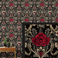 Red & Black Gothic Damask 