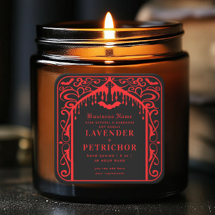 Red Black Gothic Vampire Candle Product Label