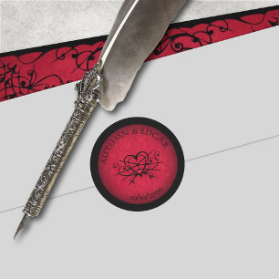 Red Black Gothic Wedding Classic Round Sticker