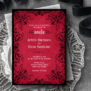 Red Black Gothic Wedding Invitation