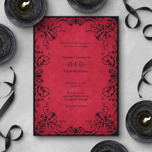 Red Black Gothic Wedding Invitation