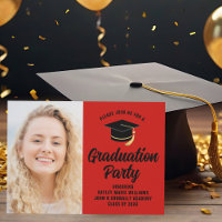 Red Black Graduate Photo 2025 Graduation Party