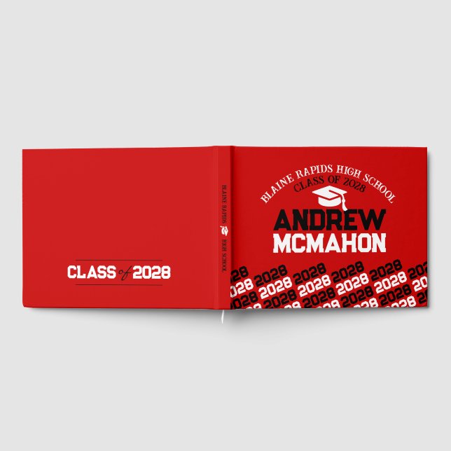 Red & Black Graduation Personalized Guest Book (Full)