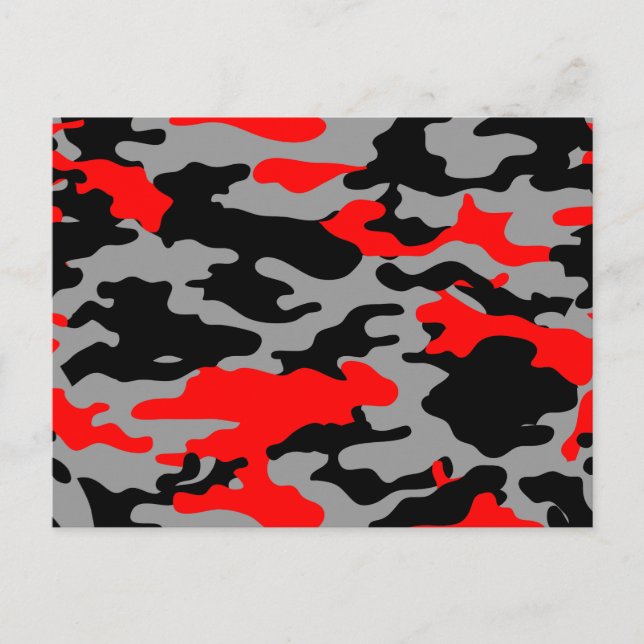 RED, BLACK & GRAY CAMO POSTCARD (Front)