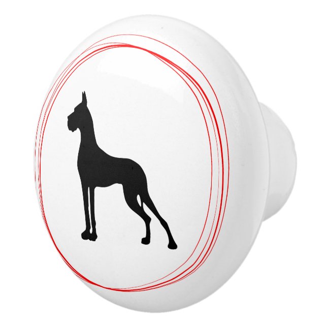Red Black Great Dane Ceramic Knob (Right)