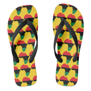 Red, Black & Green Africa Flag Flip Flops