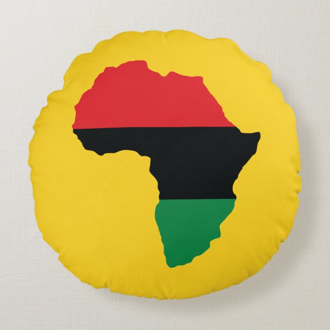 Red, Black & Green Africa Flag Round Pillow (Front)