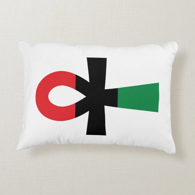 Red, Black & Green Ankh Decorative Pillow (Back)
