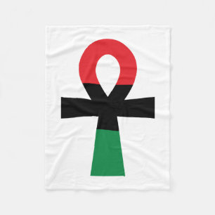 Red, Black & Green Ankh Fleece Blanket