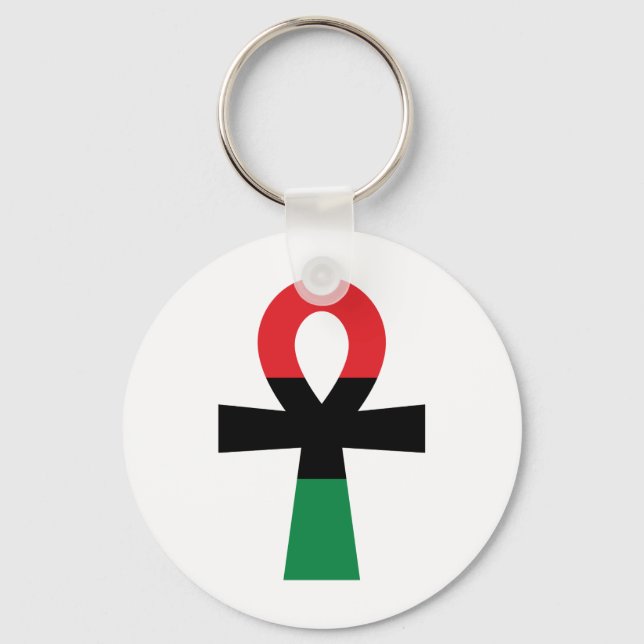 Red, Black & Green Ankh Keychain (Front)