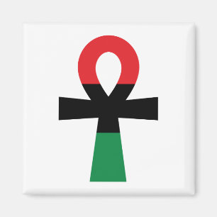 Red, Black & Green Ankh Magnet