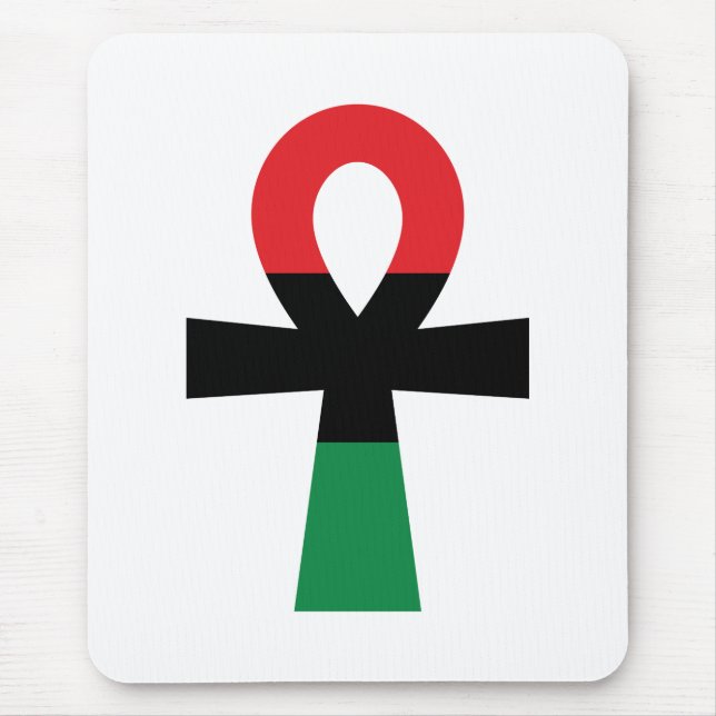 Red, Black & Green Ankh Mouse Pad (Front)