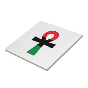 Red, Black & Green Ankh Tile