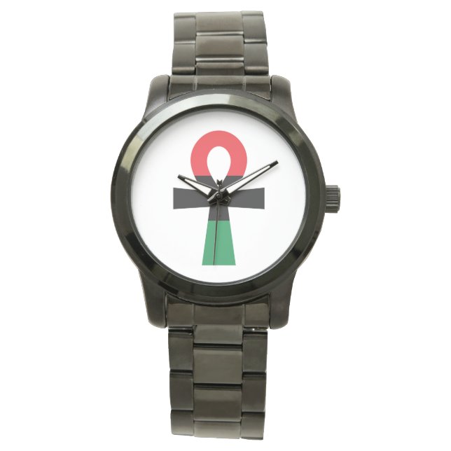 Red, Black & Green Ankh Watch (Front)