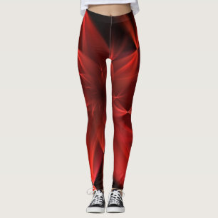 Red Black Green artistic flowers simple Colour coo Leggings