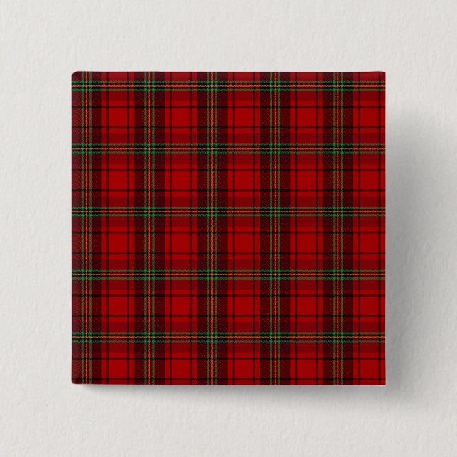 Red Black Green Cozy Plaids  2 Inch Square Button (Front)