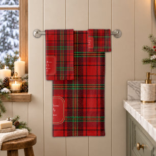Red Black Green Cozy Plaids Bath Towel Set