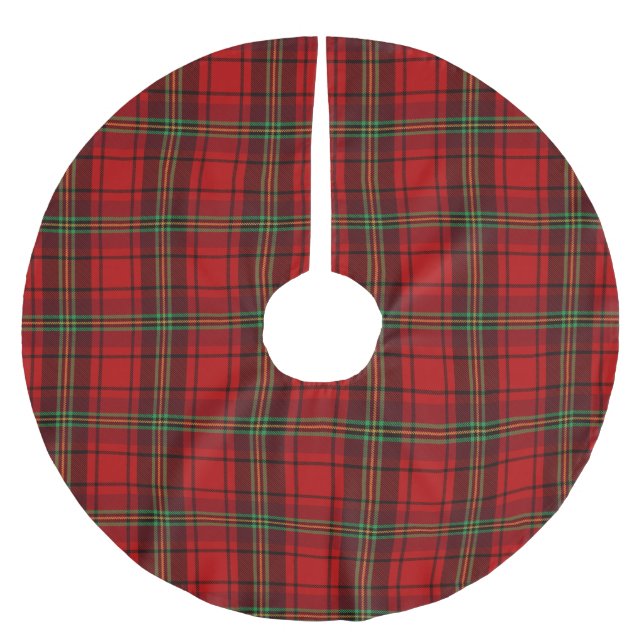 Red Black Green Cozy Plaids  Brushed Polyester Tree Skirt (Front)