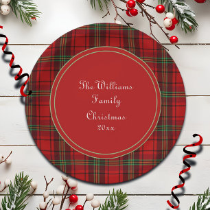 Red Black Green - Cozy Plaids - Name Paper Plate