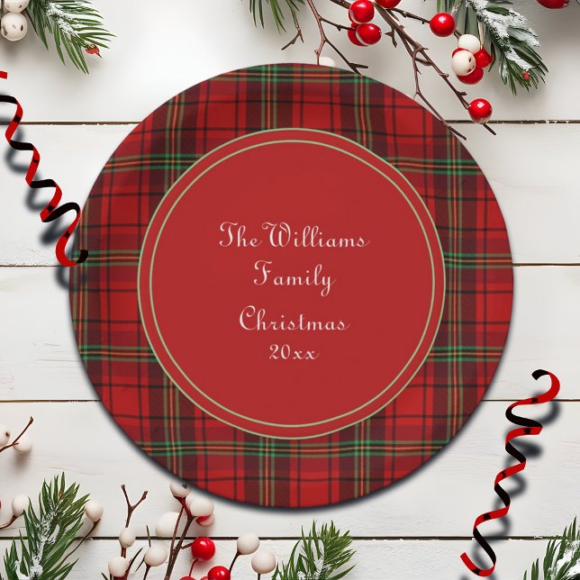 Red Black Green - Cozy Plaids - Name Paper Plate (Creator Uploaded)
