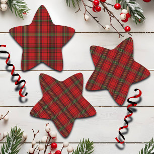 Red Black Green Cozy Plaids  Star Sticker