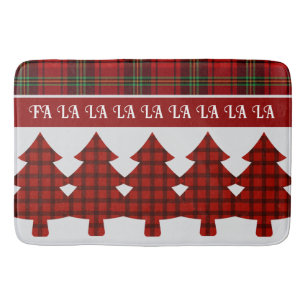 Red Black Green Cozy Tartan Bath Mat