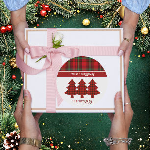 Red Black Green Cozy Tartan Classic Round Sticker