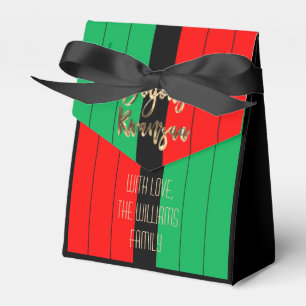 Red Black Green Elegant Script Joyous Kwanzaa Favor Box