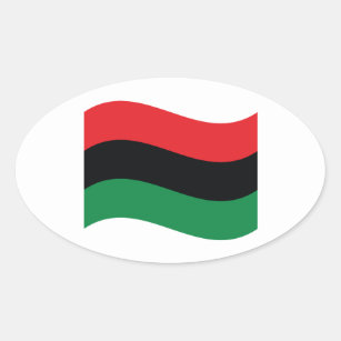 Red, Black & Green Flag Oval Sticker
