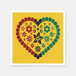 Red Black Green Kinara Colours Heart Yellow Kwanza Napkin