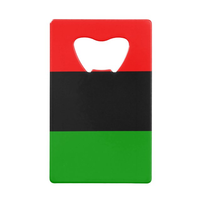 Red, Black, Green Pan African Flag Credit Card Bottle Opener (Front)