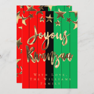 Red Black Green Pattern Script Joyous Kwanzaa Card
