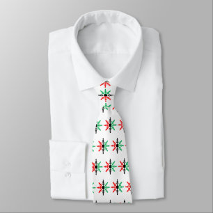 Red Black Green Snowflake Pattern Kwanzaa Tie