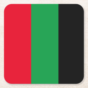 Red, Black & Green Symbol of Unity and Liberation Square Paper Coaster