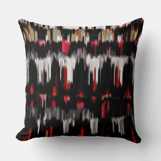 Red Black Grey Abstract Painting #3 Throw Pillow (Front)