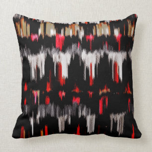 Red Black Grey Abstract Painting #3 Throw Pillow